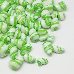 Pale Green Dyed Natural Spiral Shell Beads, Nuggets, Pale Green, 13~22x7~14mm, Hole: 1mm, about 200pcs/500g