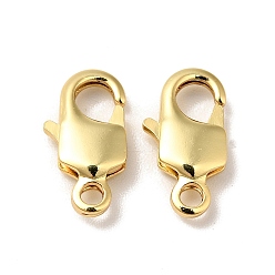 Real 18K Gold Plated Brass Lobster Claw Clasps, Cadmium Free & Nickel Free & Lead Free, Real 18K Gold Plated, 12.5x6.5x2.5mm, Hole: 1.5mm