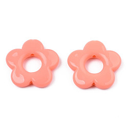 Coral Opaque Acrylic Bead Frames, Flower, Coral, 19x20x3.5mm, Hole: 1.6mm, Inner Diameter: 6.5mm, about 632pcs/500g