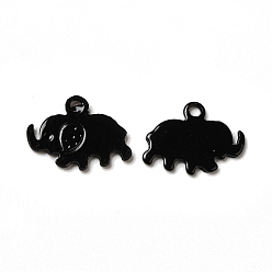Black Spray Painted 201 Stainless Steel Charms, Elephant Charm, Black, 9x12x0.5mm, Hole: 1.2mm
