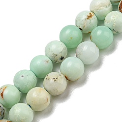 Opale Verte Naturel, vert opale brins de perles, teint, ronde, 6mm, Trou: 0.8mm, Environ 62 pcs/chapelet, 15.39~15.63'' (39.1~39.7 cm)