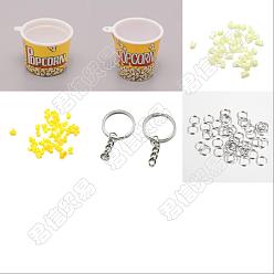 Platinum Olycraft DIY Popcorn Cup Keychain Making Kit, Including PVC Artificial Resin Popcorn, Plastic Pendants, Iron Keychain Findings & Ring , Yellow, Pendant: 8pcs/set