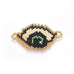 BurlyWood MIYUKI & TOHO Handmade Japanese Seed Beads Links, Loom Pattern, Eye, BurlyWood, 19~20x35~37x1.7mm, Hole: 1.8mm