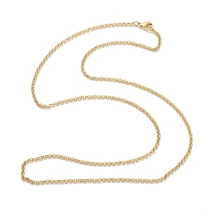 Golden Vacuum Plating 304 Stainless Steel Rolo Chain Necklaces, with Lobster Claw Clasps, Golden, 22.04 inch(56cm), 2mm