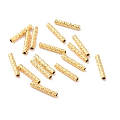 Golden 925 Sterling Silver Tube Beads, Fancy Cut, Golden, 10x1.8mm, Hole: 1mm, about 90pcs/10g
