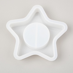 Blanco Moldes de silicona portavelas estrella, moldes de resina, para resina uv, fabricación artesanal de resina epoxi, blanco, 120x124x21 mm, plano y redondo: 54 mm