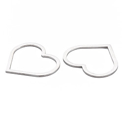 Stainless Steel Color 304 Stainless Steel Linking Rings, Heart, Stainless Steel Color, 27x30x1mm