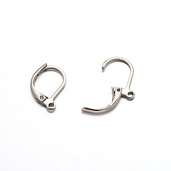 Stainless Steel Color 304 Stainless Steel Leverback Earring Findings, with Loop, Stainless Steel Color, 16x10x2mm, Hole: 1mm