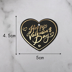 Black Paper Gift Tags, Hange Tags, Heart with Gold Stamping Word Happy Valentine's Day, Black, 4.5x5cm, 100pcs/bag