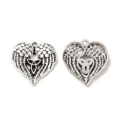 Antique Silver Tibetan Style Alloy Pendants, Wings with Trinity Knot Charm, Antique Silver, 22.5x22x3.5mm, Hole: 1.5mm, about 250pcs/500g