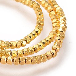 Golden Plated Electroplated Non-magnetic Synthetic Hematite Beads Strands, Long-Lasting Plated, Rondelle, Faceted, Golden Plated, 3x2mm, Hole: 0.6mm, about 183~223pcs/strand, 16.14 inch(41cm)