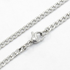Stainless Steel Color Men's 304 Stainless Steel Curb Chain Necklaces, with Lobster Claw Clasps, Stainless Steel Color, 29.5 inch(74.9cm)
