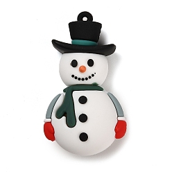 Snowman Christmas PVC Plastic Big Pendants, Snowman, 57x32x22mm, Hole: 2mm