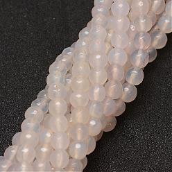 Lin Naturelles agate perles brins, teint, facette, ronde, linge, 6mm, Trou: 1mm, Environ 56~58 pcs/chapelet, 14 pouce