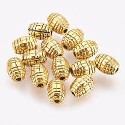 Antique Golden Tibetan Style Alloy Beads, Lead Free & Cadmium Free & Nickel Free, Oval, 7x5mm, Hole: 1mm