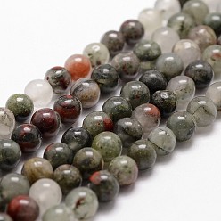 Bloodstone Natural African Bloodstone Beads Strands, Heliotrope Stone Beads, Round, 10mm, Hole: 1mm, about 37pcs/strand, 14.9 inch~15.1 inch