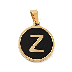 Letter Z Colgantes de acero inoxidable al vacío 304, con acrílico, plano y redondo con la letra, dorado, letter.z, 18x16x1.5 mm, agujero: 3x6 mm