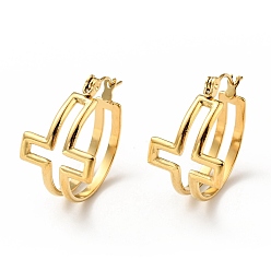 Золотой Ионное покрытие (ip) 304 серьги-кольца из нержавеющей стали для женщин, золотые, 22x21x14 мм, штифты : 0.8 мм