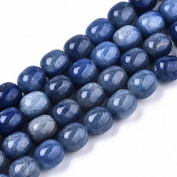 Синий Авантюрин Природные голубые авантюрин бисером пряди, баррель, 13x12 мм, отверстие : 1.2 мм, около 24 шт / нитка, 12.60 дюйм (32 см)