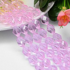 Rose Nacré Facettes polyèdre imitation cristal autrichien rangées de perles, grade de aaa, perle rose, 13x10mm, Trou: 0.9~1mm, Environ 30 pcs/chapelet, 15.7 pouce