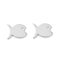 Silver 201 Stainless Steel Charms, Fish, Silver, 10x9x1mm, Hole: 1.4mm