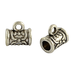 Antique Silver Tibetan Style Alloy Tube Bails, Loop Bails, Bail Beads, Cadmium Free & Lead Free, Antique Silver, 7x7x5mm, Hole: 1.5mm, Inner Diameter: 1.6mm