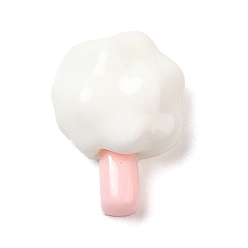 Blanc Cabochons décodés en cône de barbe à papa en résine opaque, nourriture imitation, pour la fabrication de bijoux, blanc, 14.5~16x10.5~11.5x6.5~7mm