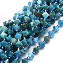 Apatite Natural Apatite Beads Strands, Faceted, Bicone, 8x8mm, Hole: 1mm, about 40pcs/strand, 15.24''(38.7cm)