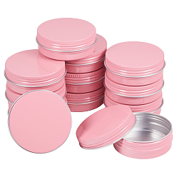 Rosa Viejo 60 ml de latas redondas de aluminio, tarro de aluminio, contenedores de almacenamiento para cosméticos, velas, golosinas, con tapa superior de tornillo, rosa viejo, 7.1x2.5 cm, capacidad: 60 ml (2.02 fl. oz)