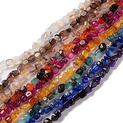 Mixed Color Natural Agate Beads Strands, Nuggets, Mixed Dyed and Undyed, Mixed Color, 5~11x5~12x5~11mm, Hole: 1~1.4mm, about 39~50pcs/strand, 14.17~14.96 inch(36~38cm)