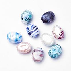 Couleur Mélangete Perles lampwork, perles au chalumeau, faits à la main, ovale, couleur mixte, 21x17x12mm, Trou: 1~3mm