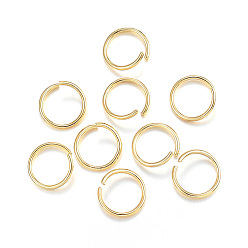 Chapado en Oro Real 18K 304 argollas de acero inoxidable, anillos del salto abiertos, real 18 k chapado en oro, 18 calibre, 10x1 mm
