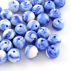 Bleu Royal Perles acryliques opaques, ronde, bleu royal, 10mm, trou: 2 mm, environ 950 pcs / 500 g