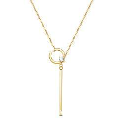 Oro Shegrace 925 collares con colgante de plata esterlina, Con grado aaa zirconia cúbica y cadenas de cable., dorado, 27.16 pulgada (69 cm)