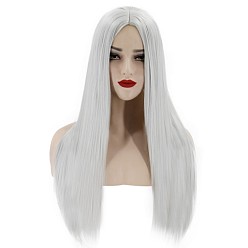 Blanc 28 pouces (70 cm) longues perruques synthétiques droites, pour costume de cosplay anime / fête quotidienne, blanc