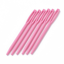 Ярко-Розовый Ребенок пластиковые вязать иглы для швейных вязание вышивки крестом, ярко-розовый, 71x4x3 мм, отверстие : 17x2 мм, около 1000 шт / упаковка