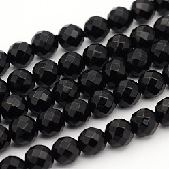 Black Onyx Hebras de cuentas de ónix negro, teñido, facetado (64 facetas), rondo, sobre 10 mm de diámetro, agujero: 1.5 mm, sobre 40 unidades / cadena, 15 pulgada ~ 16 pulgada