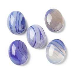 Slate Blue Natural Striped Agate/Banded Agate Cabochons, Dyed & Heated, Oval, Slate Blue, 18~18.5x13~13.5x6mm