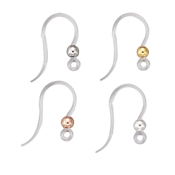 Mixed Color 48Pcs 4 Color Eco-Friendly Plastic Earring Hooks, with Horizontal Loop, with 304 Stainless Steel Beads, Round, Mixed Color, 15.5x8x0.7mm, Hole: 1.2mm, 24 Gauge, Pin: 0.5mm, 12pcs/color