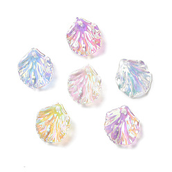 Mixed Color UV Plating Transparent Acrylic Pendants, Iridescent, Leaf, Mixed Color, 19x17x1mm, Hole: 1.4mm