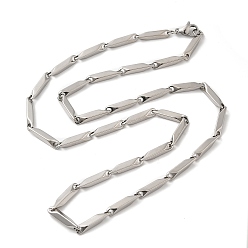 Stainless Steel Color 201 Stainless Steel Rectangle Bar Link Chain Necklace, Stainless Steel Color, 19.76 inch(50.2cm)