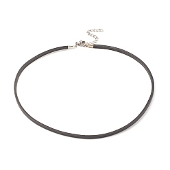 Negro Fabricación de collar de cordón de gargantilla de cuero de bricolaje, con 304 prolongador de cadena de acero inoxidable, negro, 13.78 pulgada (35 cm), 0.3 cm