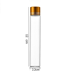 Oro Botellas de vidrio transparente contenedores de cuentas, tubos de almacenamiento de cuentas con tapa de rosca y tapa de aluminio, columna, dorado, 2.2x12 cm, capacidad: 30 ml (1.01 fl. oz)