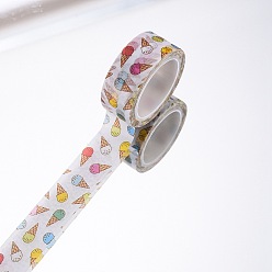 White DIY Scrapbook Decorative Paper Tapes, Adhesive Tapes, Ice Cream, White, 15mm, 5m/roll(5.46yards/roll)