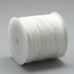 Blanc Fil de nylon, corde à nouer chinoise, blanc, 0.8mm, environ 109.36 yards (100m)/rouleau