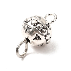 Antique Silver Tibetan Style Alloy Links Connectors, with Iron Eye Pin, Round, Antique Silver, 14x8mm, Hole: 2mm