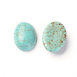 Turquoise Natural Magnesite Cabochons, Dyed, Oval, Turquoise, 14x10x5mm