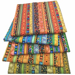 Разноцветный Хлопково-льняная ткань с квадратным принтом, для пэчворка, шить ткани для пэчворка, с рисунком в этническом стиле, красочный, 24x24 см