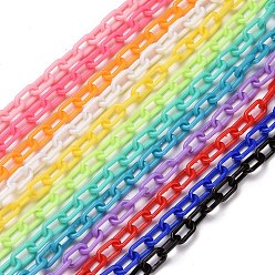 Mixed Color Opaque Acrylic Cable Chains, Mixed Color, 13.5x7.5x2mm, about 1.61 Feet(0.49m)/Strand