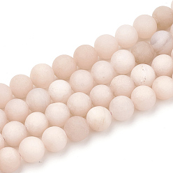 Jade Blanc Perles naturelles, perles de jade , givré, teint, Imitation de la pierre de soleil, ronde, 8mm, Trou: 1mm, Environ 47 pcs/chapelet, 15.5 pouce